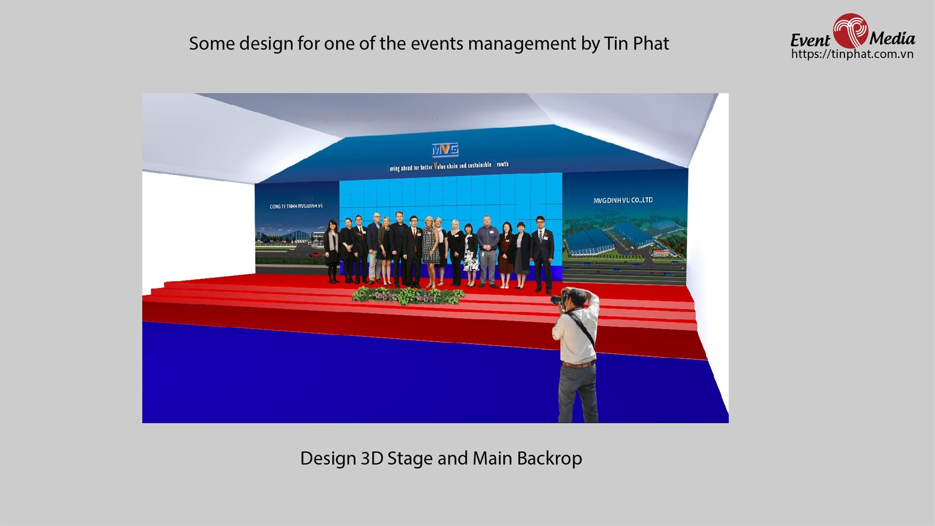 Design 3D stage and main backrop of Event